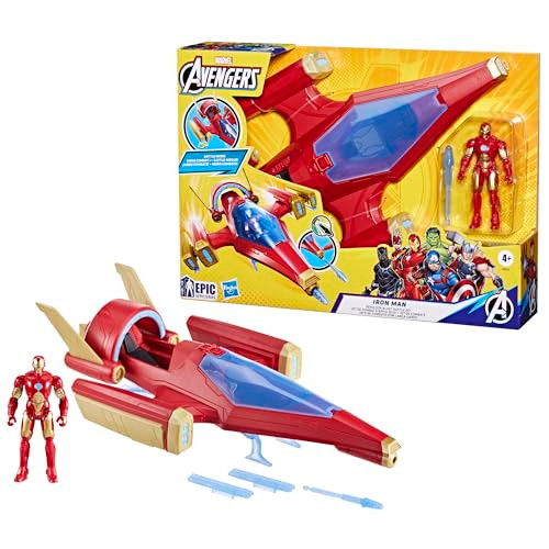 Marvel Avengers Epic Hero Series Iron Man Repulsor Blast Battle Jet 4Inch 10 Cm
