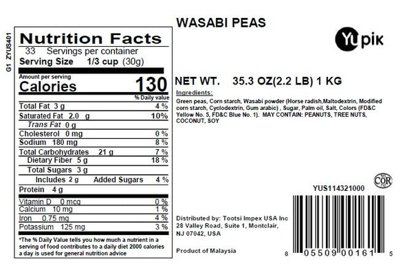 Yupik Wasabi Peas 2.2 Lb Green