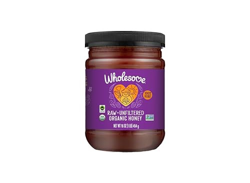 Wholesome Sweeteners 16Ounce Organic Raw Unfiltered Honey Jar 100% Pure Fair Trade 1 Pack