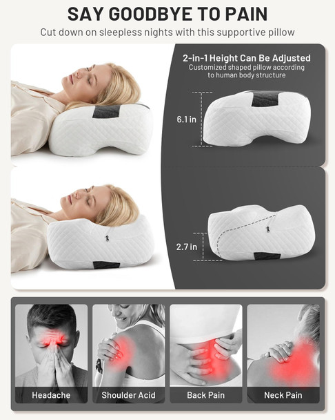 Foamagic Side Sleeper Pillow For Shoulder Pain For Adults With Ergonomic Arm