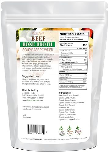 Z Natural Foods Instant Bone Broth Soup Powder 1 Lb
