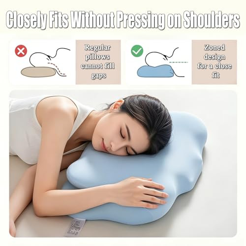 Wfofmo Ergonomic Cloud Neck Pillow Stable Cervical Spine Support Cool And Breathable Grey
