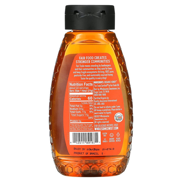 Wholesome Organic Honey 100% Pure Fair Trade NonGmo . Squeeze Bottle (Pack 16 Oz Pack Of 2