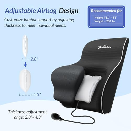 Zikee Adjustable Airbag Lumbar Support Pillow Provides Comfortable Support Back Pain Relief