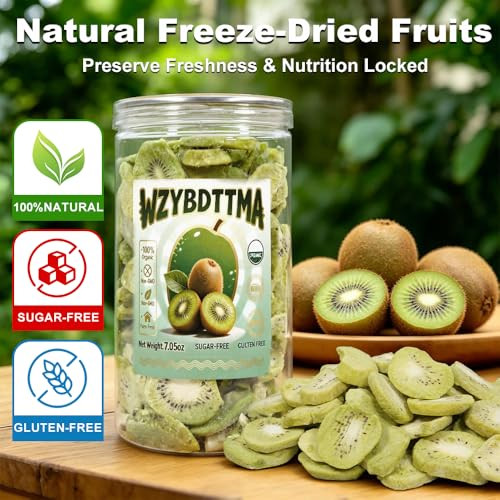 Wzybdttma Dehydrated Dried Kiwi Slices Resealable Jar 7.05Oz 200G
