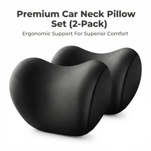 Gzgtuu Car Neck Pillows Ultra Soft Memory Foam Neck Pillows For Driving 2 Pcs Black
