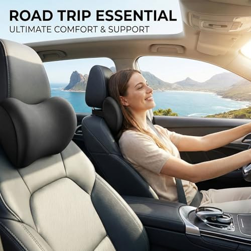 Gzgtuu Car Neck Pillows Ultra Soft Memory Foam Neck Pillows For Driving 2 Pcs Black