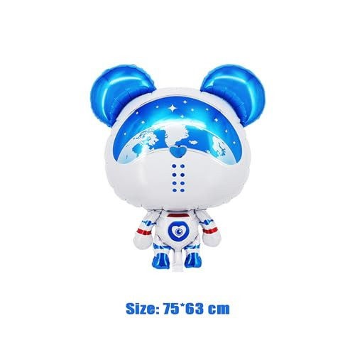 Zafete Blue And White Space Bear Balloons Inflatable Astronaut Star Balloons Outer Blue
