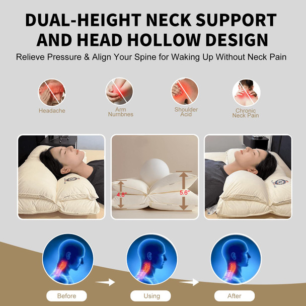 Youpi Cervical Neck Pillow For Sleeping Ergonomic Design Bed Pillow For Side/Back/Stomach