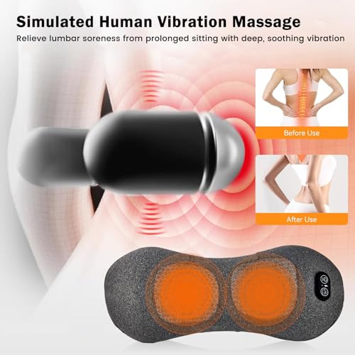 Huieo Rechargeable 3In1 Triple Fusion Back Massager Pillow Cordless Heated Lumbar Support