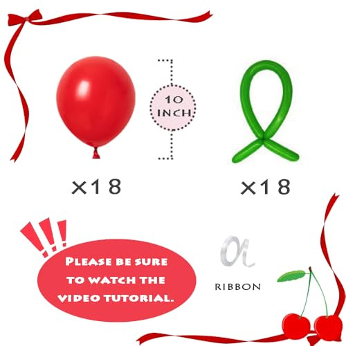 Zafete 260 Long Red Green Cherry Twisting Latex Balloons Garland Arch Summer Red