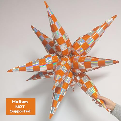 Zafete The Life Of A Birthday Girl Balloons Banner Bright Orange Checkered Orange