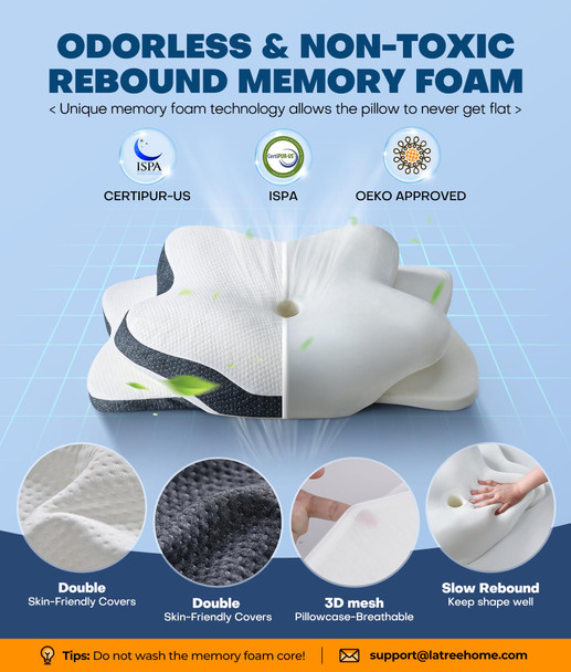 Latree 5X Pain Relief Cervical Neck Pillow For Neck Support Ergonomic Cooling