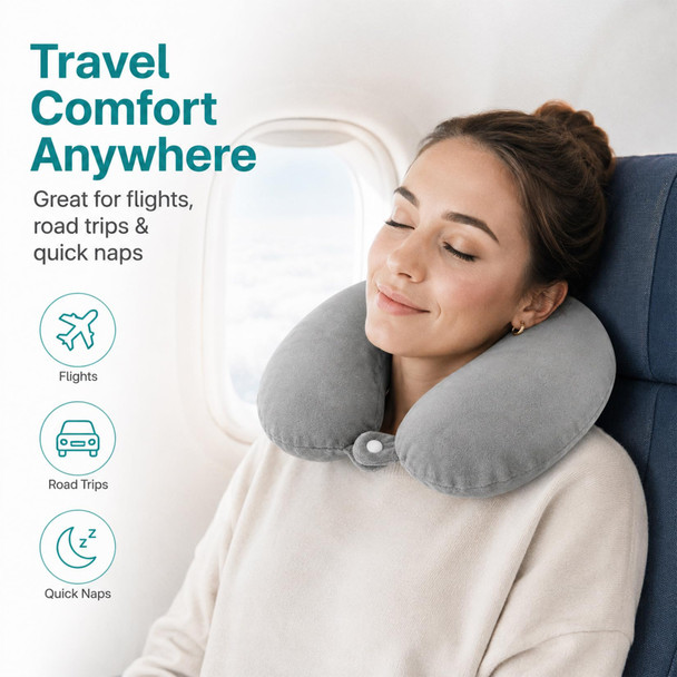 Rainflow Neck Pillow For Airplane Sleeping Grey