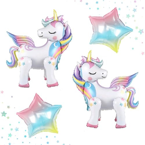 Zafete Self Standing Rainbow Unicorn Star Foil Balloons Arch Kit Unicorn Girl