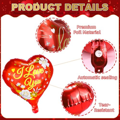 Xjyxqf I Love You Balloons Red Heart Foil Balloons For Valentine's Day 18 Inch 11Pcs