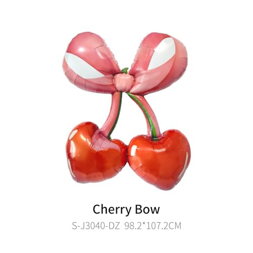 Zafete Red Cherry Bow Foil Balloons Arch Garland Summer Berry Fruit She's 42 Inch 2Pcs
