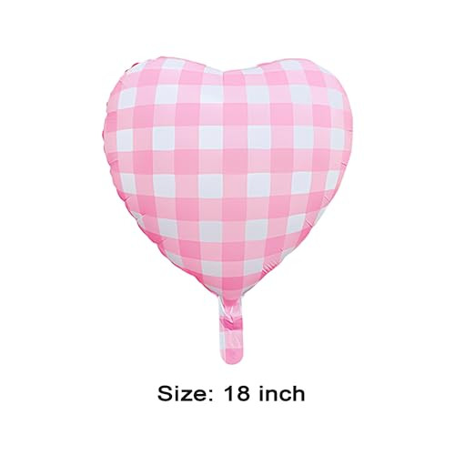 Zafete Colorful Rainbow Gingham Heart Shaped Balloons Spring Garden Picnic Preppy Sweet