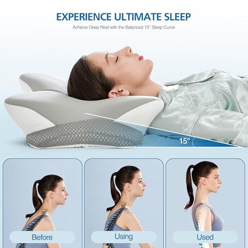 Krightlink Ergonomic Memory Foam Cervical Pillow For Neck Pain Relief Grey