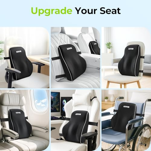 Auvon Lumbar Support Pillow For Office Chair With Patented Bulge For Lower