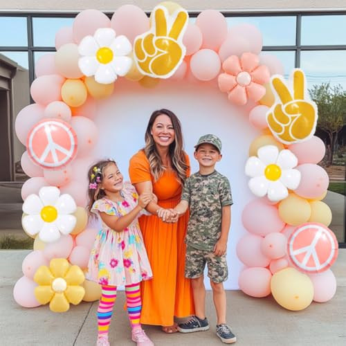 Zafete Two Groovy Hippie Peace Sign Daisy Flower Wildflower Balloons Boho Theme