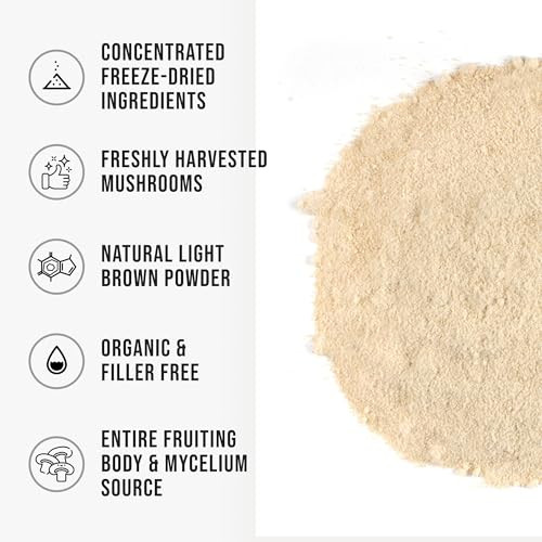 Whyz Organic Lion's Mane Mushroom Powder Fruiting Body Superfood FreezeDried Unflavored Natural 9 Oz 255G