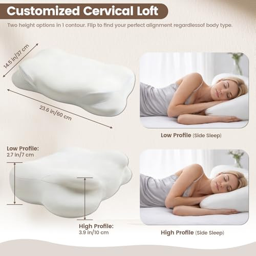 Ploithic 2.0 Cloud Pillow Ergonomic Memory Foam Pillow Adjustable Cervical Neck