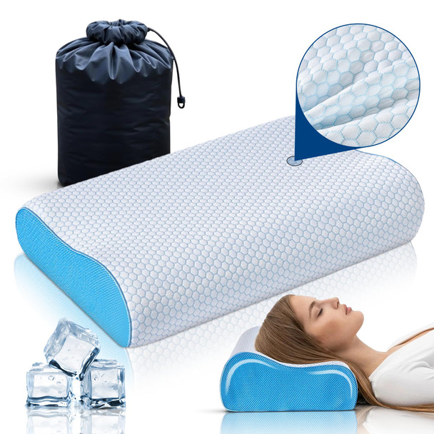 Cloud 9 Travel Memory Foam Wave Pillow With Cooling Cover 19