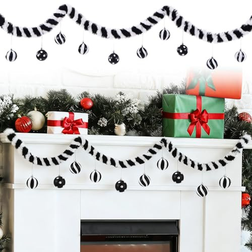 Vertintong Halloween Worm Garland Tree Decorations Nightmare Spooky Faux Fur Ribbon Trim 5Ft Black