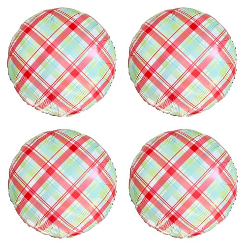 Zafete Red Green Blue And White Gingham Balloons Plaid Christmas Checkered Balloon Red