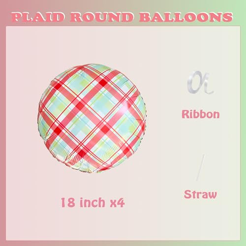 Zafete Red Green Blue And White Gingham Balloons Plaid Christmas Checkered Balloon Red