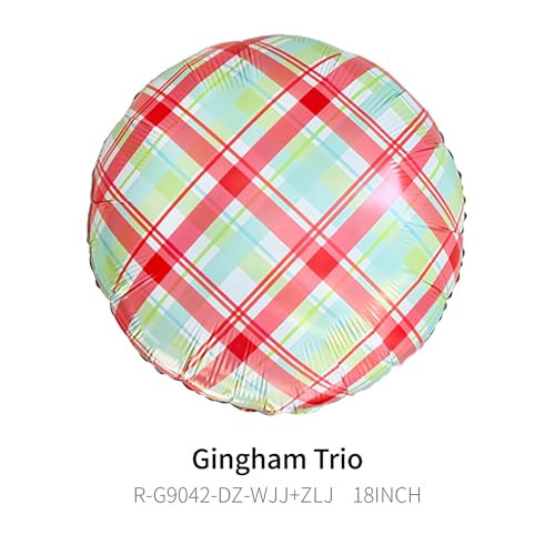 Zafete Red Green Blue And White Gingham Balloons Plaid Christmas Checkered Balloon Red