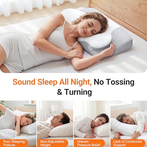 Duppa Inflatable Cervical Neck Pillow For Sleeping With Adjustable Support Ergonomic Memory