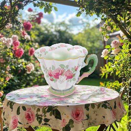 Zafete Teapot Teacup Teaspoon Balloons Pink Green Lets ParTea In Garden High Pink
