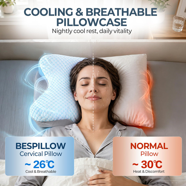 Bespillow Cervical Neck Pillow For Pain Relief Blue
