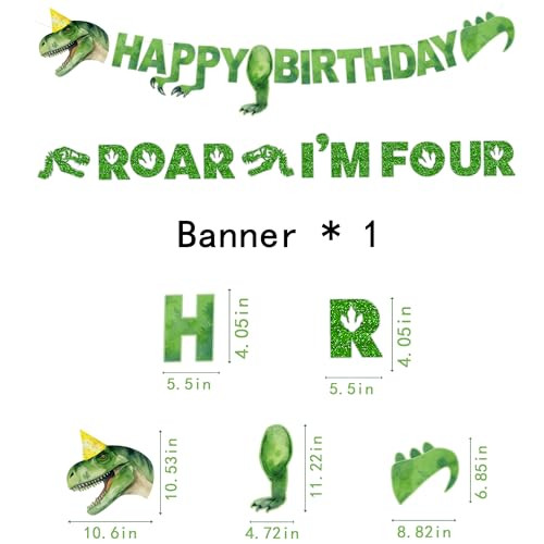 Miruwtog Dinosaur 4Th Birthday Party Decorations BoyRoar Im 4 Dinosaur Party DecorationsBoys
