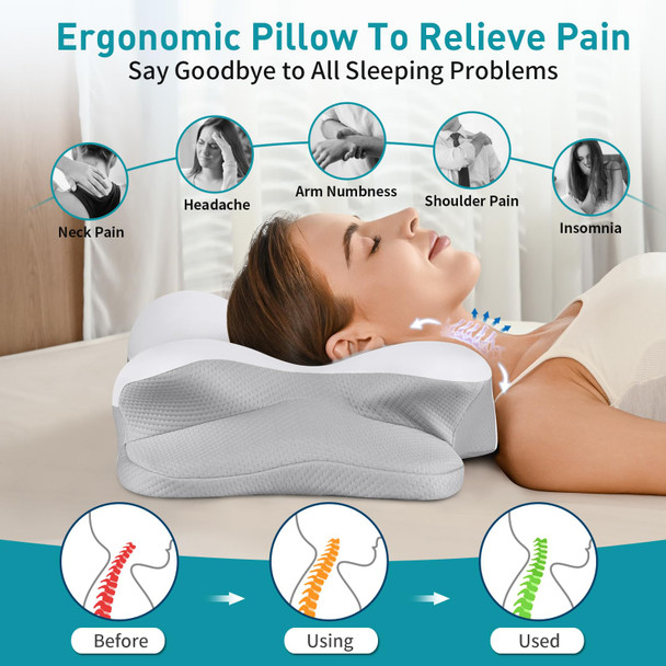 Besyodo Cervical Neck Pillow For Pain Relief White