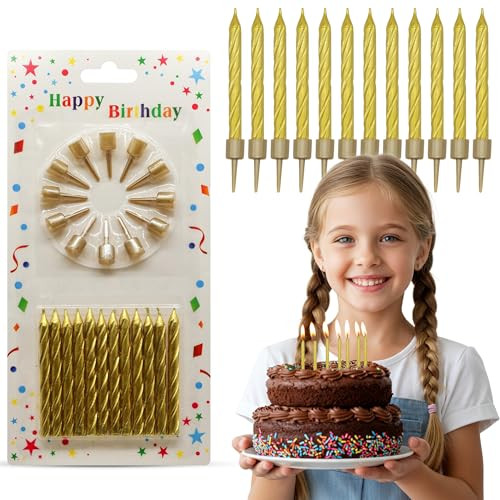 Expbroz Birthday Candles Gold Birthday Candles For Cakes Pack Of 12 Party Pack Of 12 Gold
