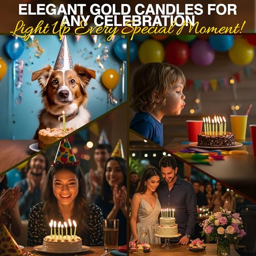 Expbroz Birthday Candles Gold Birthday Candles For Cakes Pack Of 12 Party Pack Of 12 Gold