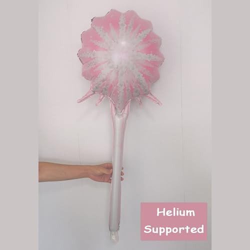 Zafete Pink And Green Sparkler/Magic Wand Broom Balloons Wizard Themed Balloons Party Pink