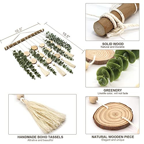 Giauma Artificial Eucalyptus Wall Decor Fake Greenery Leaves Stems Wall Hanging Plants 16.5 Inch