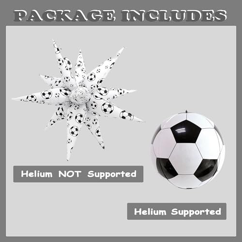 Zafete Soccer Ball Balloons Soccer Spike Burst/Explosion Star Foil Balloon Kit For