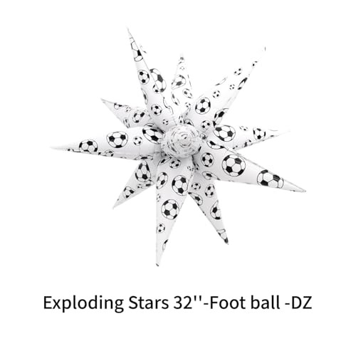 Zafete Soccer Ball Balloons Soccer Spike Burst/Explosion Star Foil Balloon Kit For