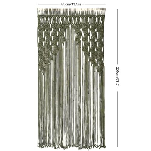 M Manual Green Leaf Tassels Macram 78.7'' Green