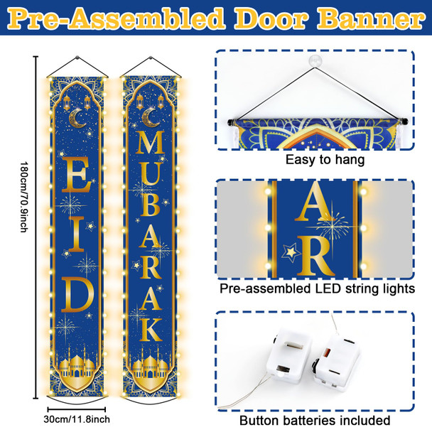 Zoiiwa Eid Mubarak Door Banner Blue