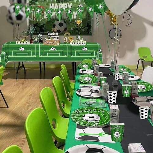 Xipegpa Soccer Party Decorations Birthday Suppiles With Soccer Plates Napkins Cups Banner