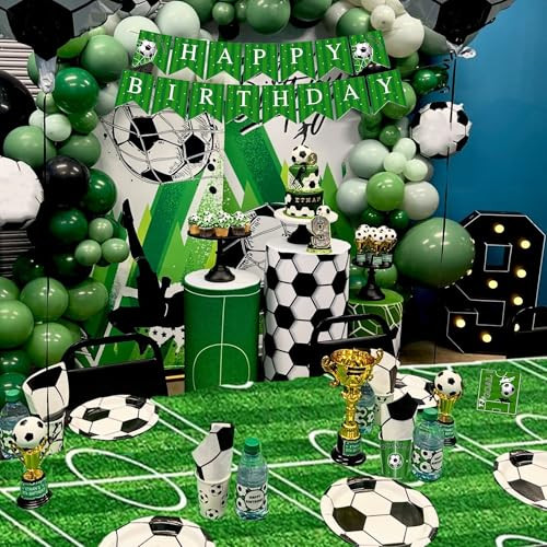 Xipegpa Soccer Party Decorations Birthday Suppiles With Soccer Plates Napkins Cups Banner