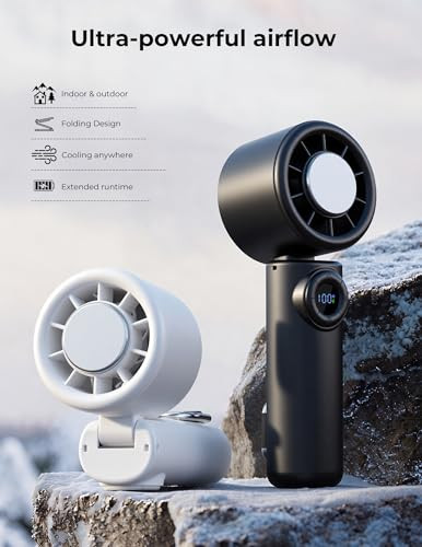 Raynocti Portable Handheld Turbo Fan With Ice Cooling 100 Levels Stepless Speed