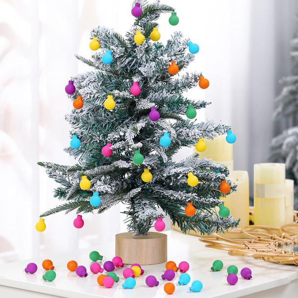 Vertintong 1'' Colorful Opaque Glass Ball Ornament For Mini Christmas Tree Bulk 60 Pcs Multicolor