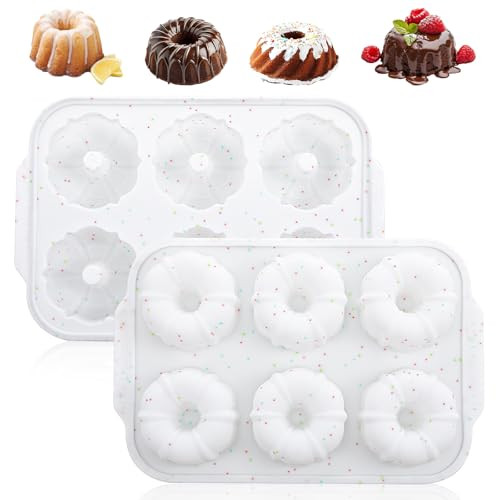 Lyksgir Mini Fluted Tube Cake Pans For Baking With Metal Reinforced Frame 2Pcs